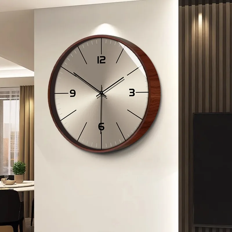 Solid Wood Wall Clock Silent Bedroom Wall Clocks Minimalist Modern Living Room Quartz Watch Luxury Noiseless Vintage Home Decor