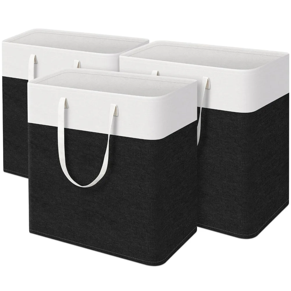 

Набор из 3-х корзин для белья, складные корзины с ручками, 75 л, водонепроницаемые, для хранения грязной одежды и полотенец, для дома и общежития, 3 корзины