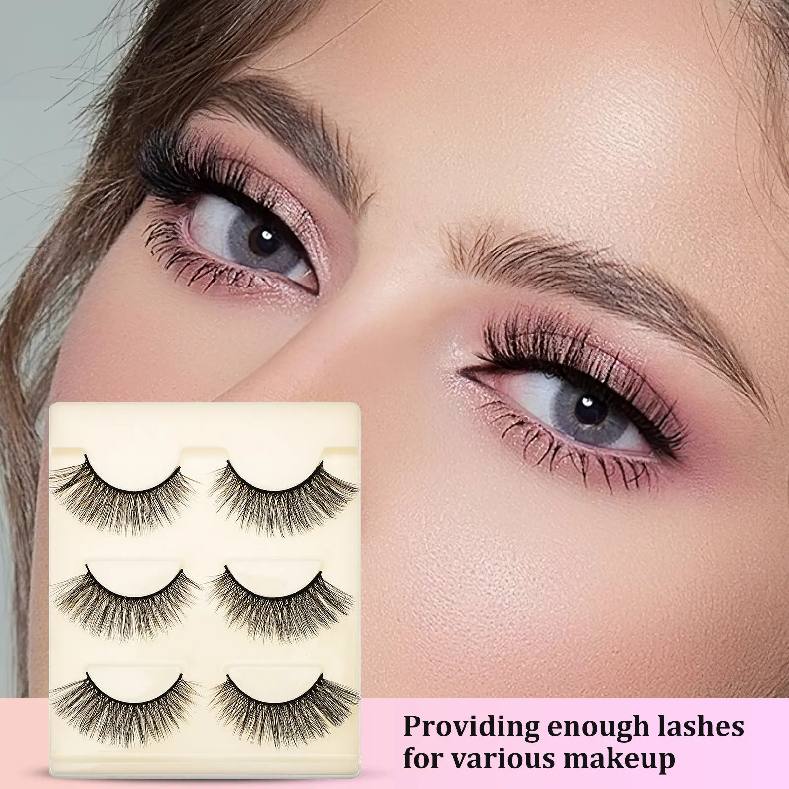 3Pairs 3D Fake Eyelashes Soft Easy Apply Natural Eyelashes Pack for Beginners Versatile Short Strip Lashes Ideal for Everyday