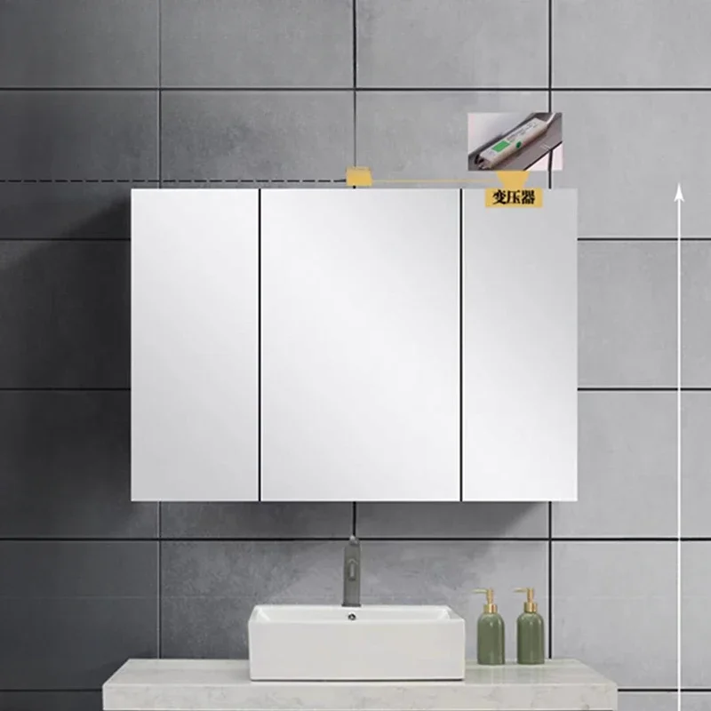 Smart Light Vanity Mirror Bathroom Cabinets Sanitation Shower Home Furniture Defogging Bathroom Cabinets Luxury Miroir De Salle