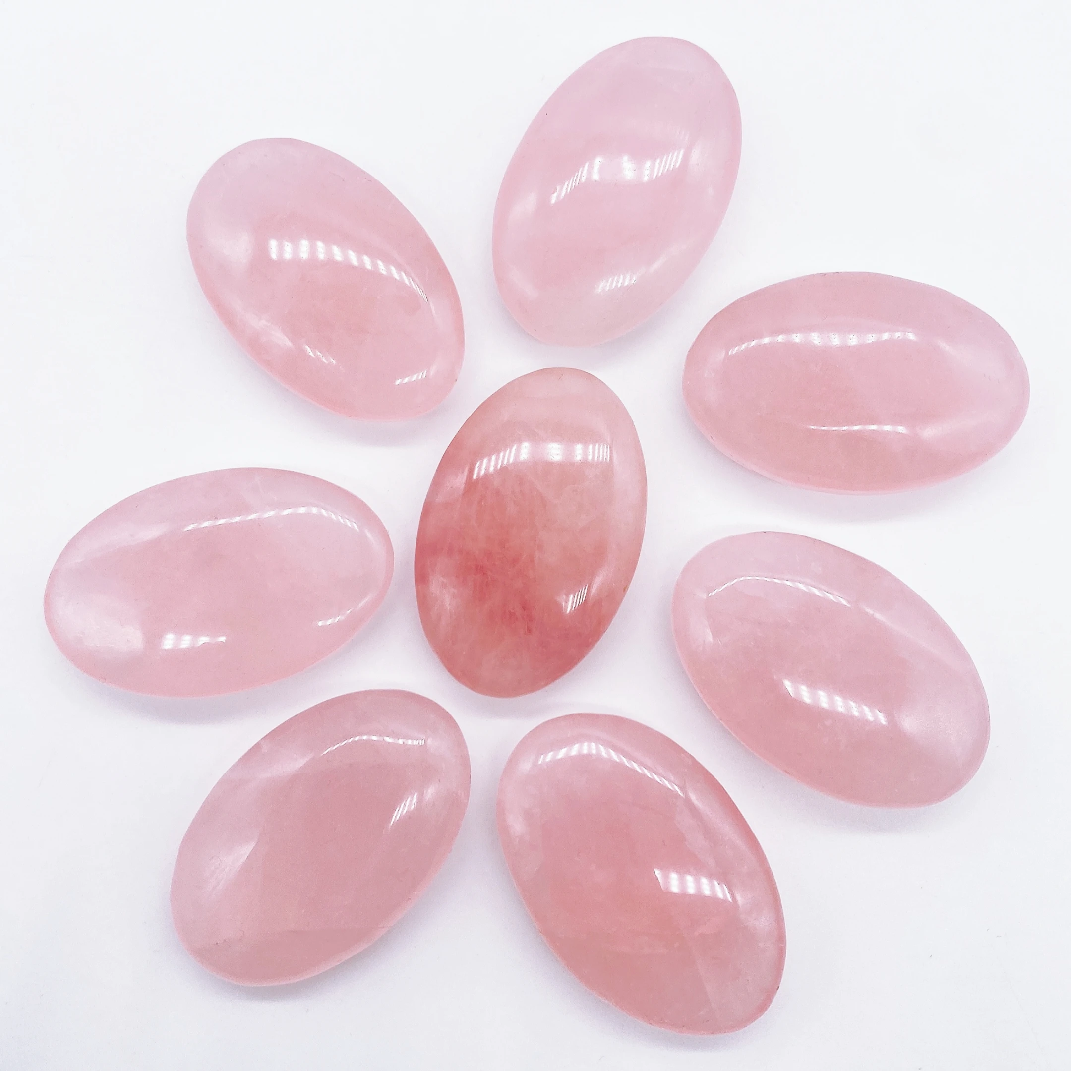 

Natural Rose Quartz Palm Hot Compress Massage Crystal Pink Stone Energy Reiki Healing Fingertip Toy Home Decoration Ellipse Gift