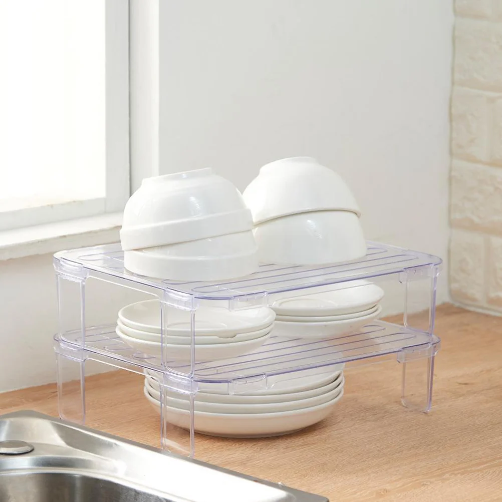 

1Pcs Transparent Refrigerator Storage Rack Stackable Kitchen Storage Shelf Multifunctional Organizing Holder Simple Rack