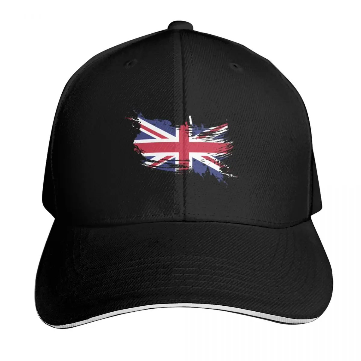 United Kingdom Flag Brush Splatter Baseball Cap Strapback Dad Hat Six Panel Structured Crown Sun Protection UPF 50+