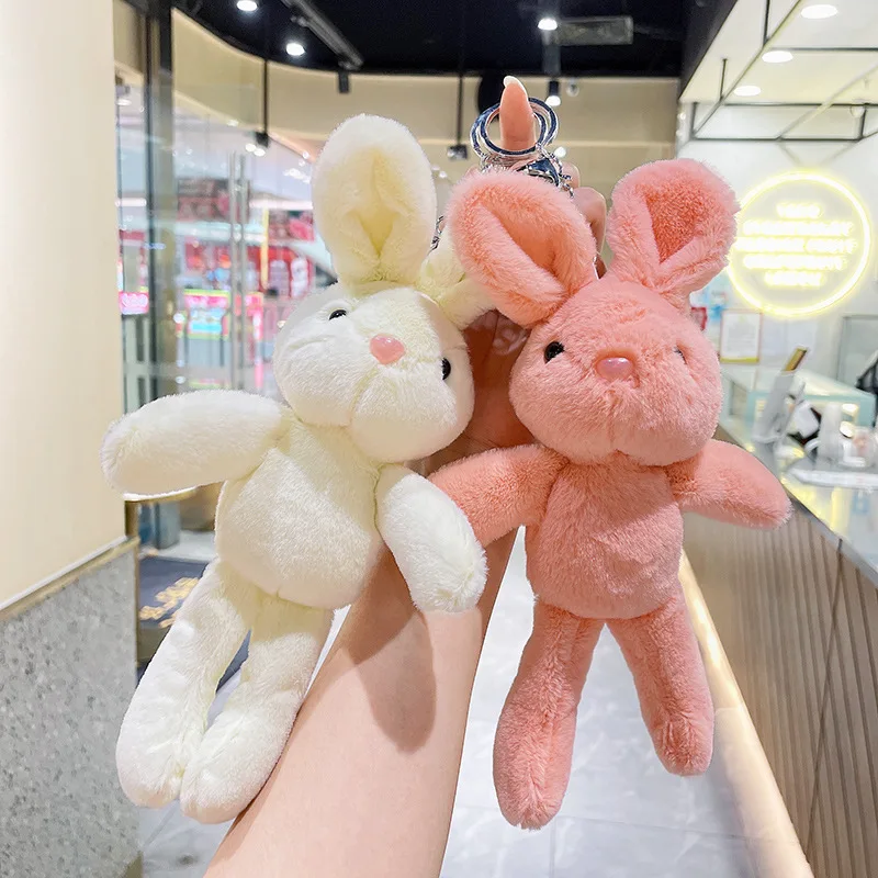 LLavero de peluche de conejo suave para niños y niñas, colgante de dibujos animados Kawaii, juguetes de peluche, bolsa de regalo con dijes, nuevo