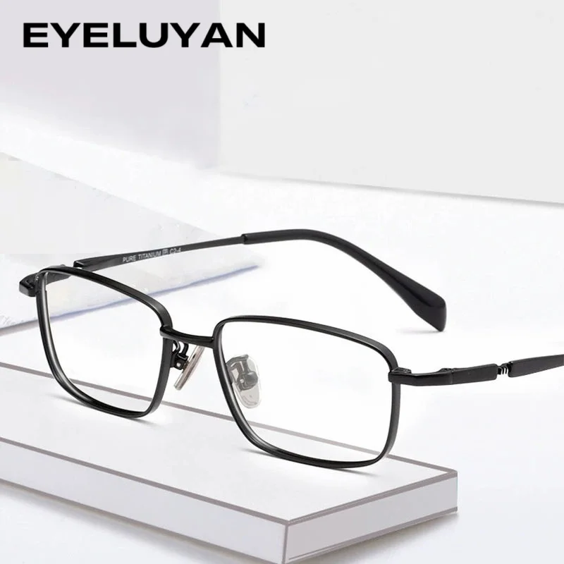 

EYELUYAN (размер S), оправа для очков из чистого титана, мужская квадратная оправа для оптических очков в деловом стиле, отличное качество