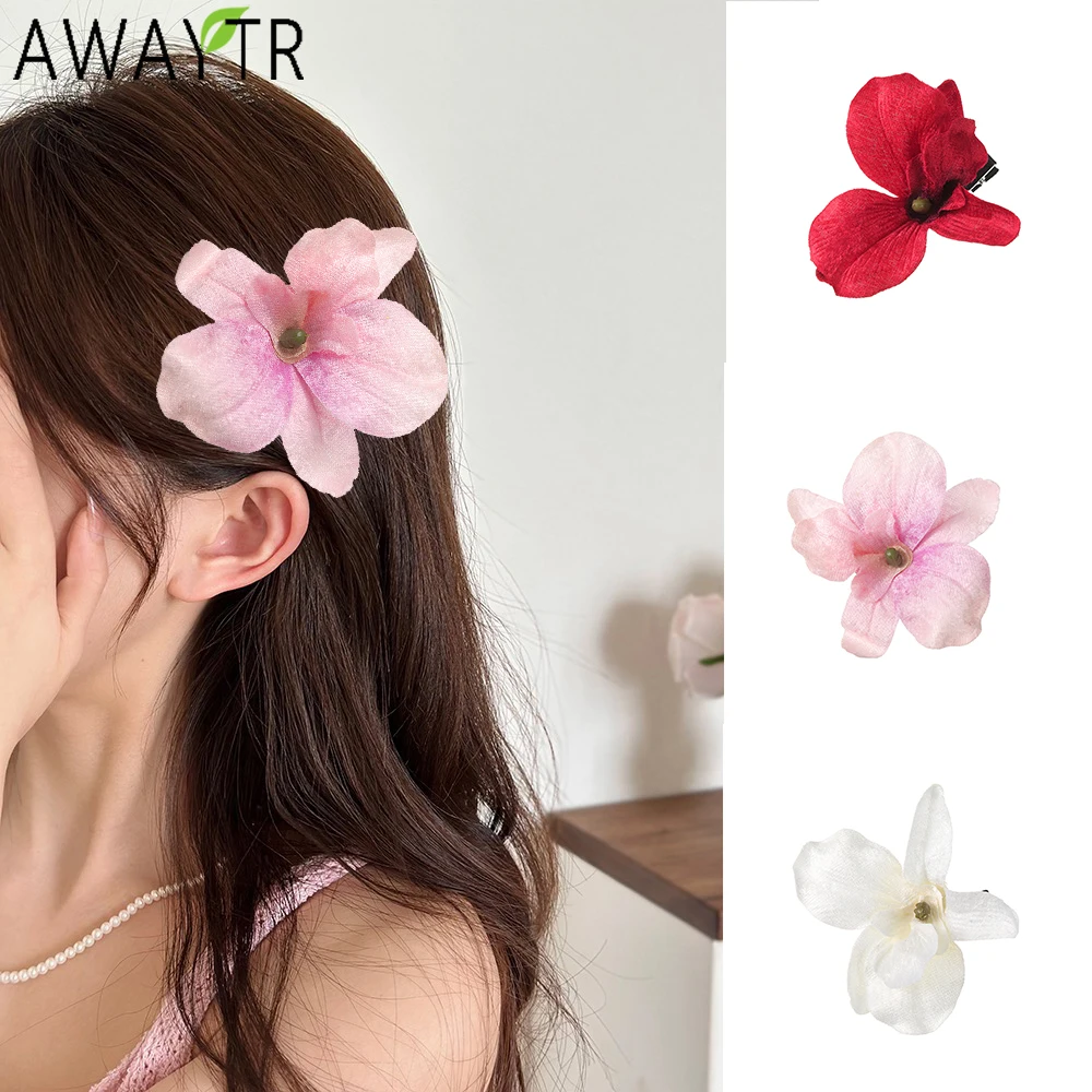 AWAYTR Magnolia Hairpin Artificial Flowers Hair Clips Girl Hair Accessories Mother's Day Gift Valentine Headwear