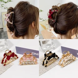 Korea Style Geometric Hair Claw Clips Metal Gold Hair Crabs for Women Ponytail Holders Ribbon Knot Headwear Ornament Gifts New