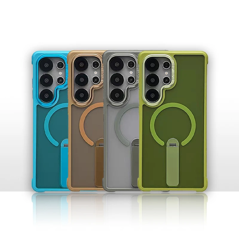 

For Samsung Galaxy S25 S24 Ultra Plus Magsafe 360° Rotating Bracket Magsafe Phone Case Wireless Charging Matte Shockproof Cover