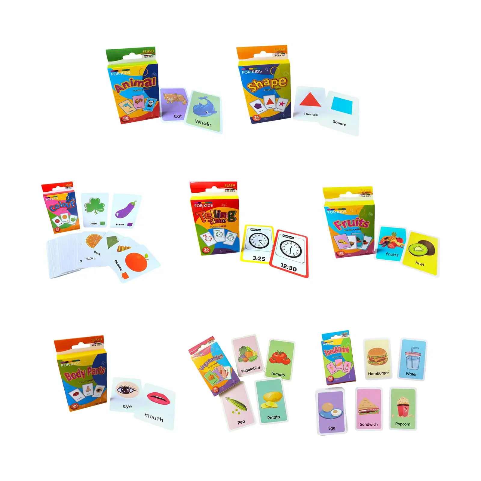 36Pcs Learning Flashcards Toddlers Toys Preschool Early Learning Educational