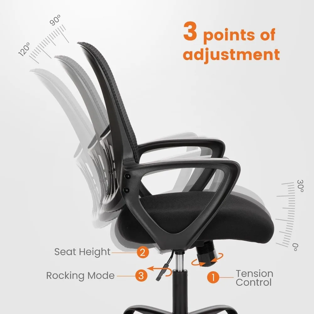 Silla ejecutiva de escritorio para computadora de oficina, asiento ergonómico con respaldo medio, malla rodante, sillas giratorias de trabajo con ruedas