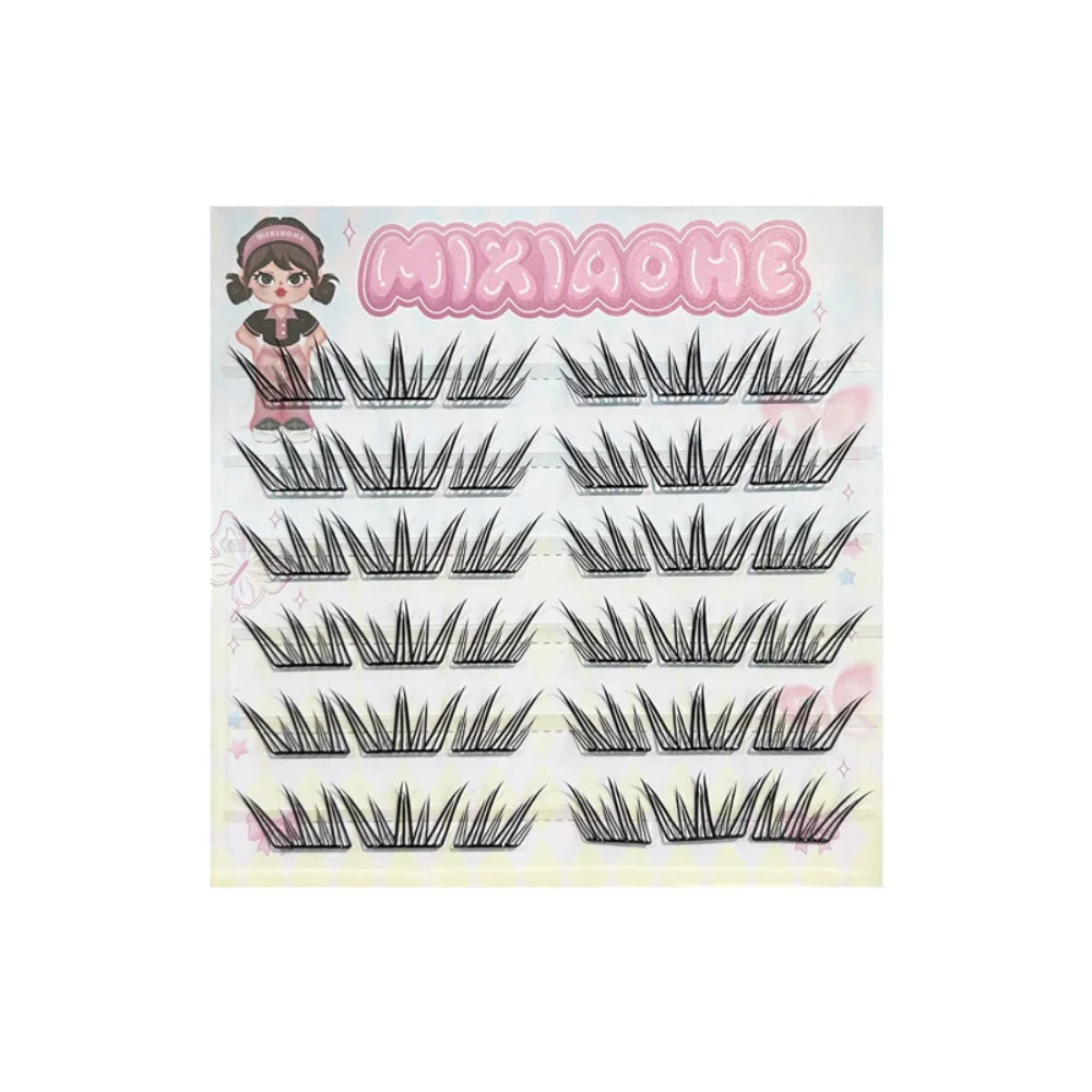 Ciglia finte per ragazze coreane fresche Ciglia finte naturali spesse arricciate Strumenti per il trucco delle ciglia a grappolo singolo autoadesive