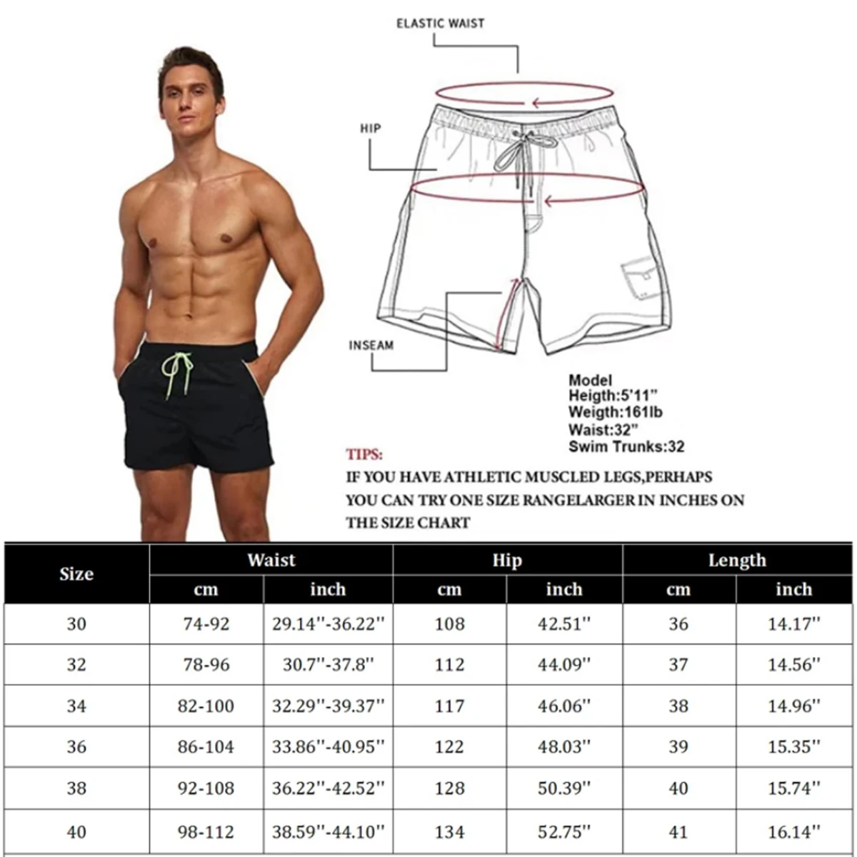 Men's Swimsuit Shorts Quick Dry  Surffing Trunks Beach Shorts For Mens Breathable Mesh Lining