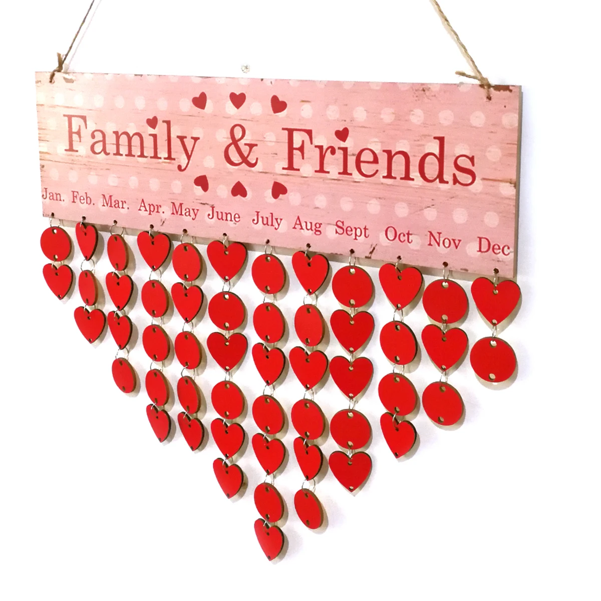 

Hanging Plaque Board Wooden Diy Calendar Pink 1 Plaque 25 Round Discs 25 Heart Discs 50 Iron Family Friends Birthday Reminder