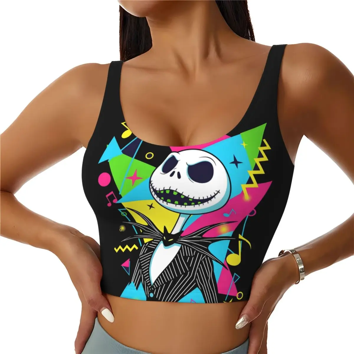 

Классический спортивный бюстгальтер с рисунком «Кошмар перед Рождеством», женский укороченный топ для йоги с высоким ударом для тренировок
