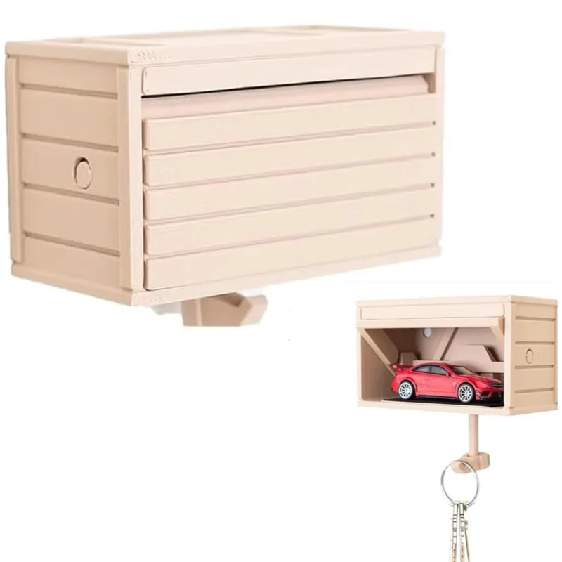 

ABZC-Key Holder For Wall, 3D Key Organizer Wall Mount, Hotwheel Car Garage With Opening Door, Car Key