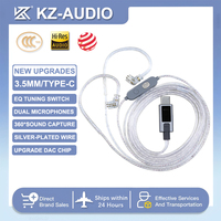 NEW KZ M2 Dual Microphone silver-plated Headset Cable 3-Speed EQ switch Type-C/3.5MM Earphone upgrade cable for Samsung iPhone15