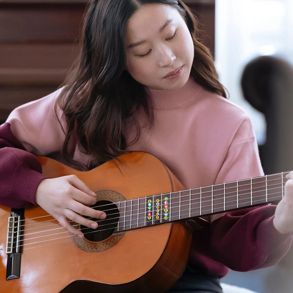 

8Pcs Guitar Fingerboard Stickers Waterproof PVC Note Decals for Beginner Guitar Learning Trainer Practice Fretboard Notes