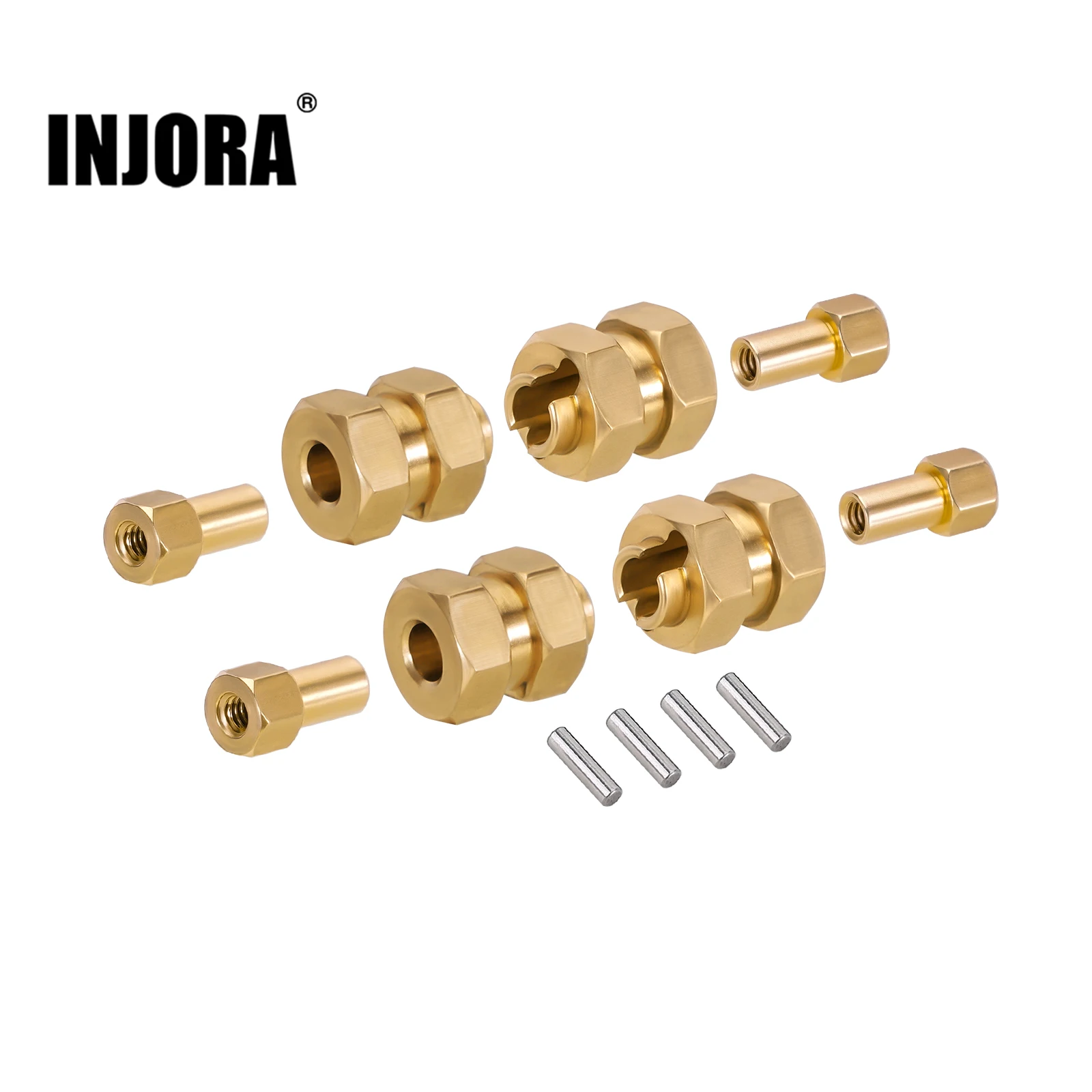 INJORA 4 pièces roue étendue en laiton hexagonale avec écrous pour voiture sur chenilles 1/24 RC Axial SCX24 AX24 pièces de mise à niveau