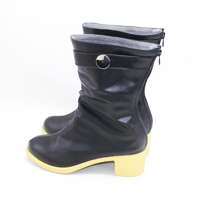 Zenin Maki Cosplay Shoes PU Leather Shoes Anime Cosplay Props Halloween Party Black Boots Big Size Custom Made