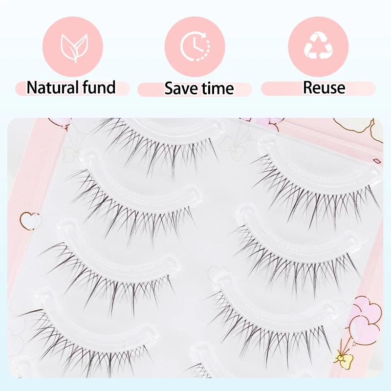 5 par naturalnych krótkich rzęs niewykrywalne przedłużanie rzęs typu Featherlight sztuczne rzęsy dla azjatyckich jednolitych oczu przyjazne dla początkujących rzęsy