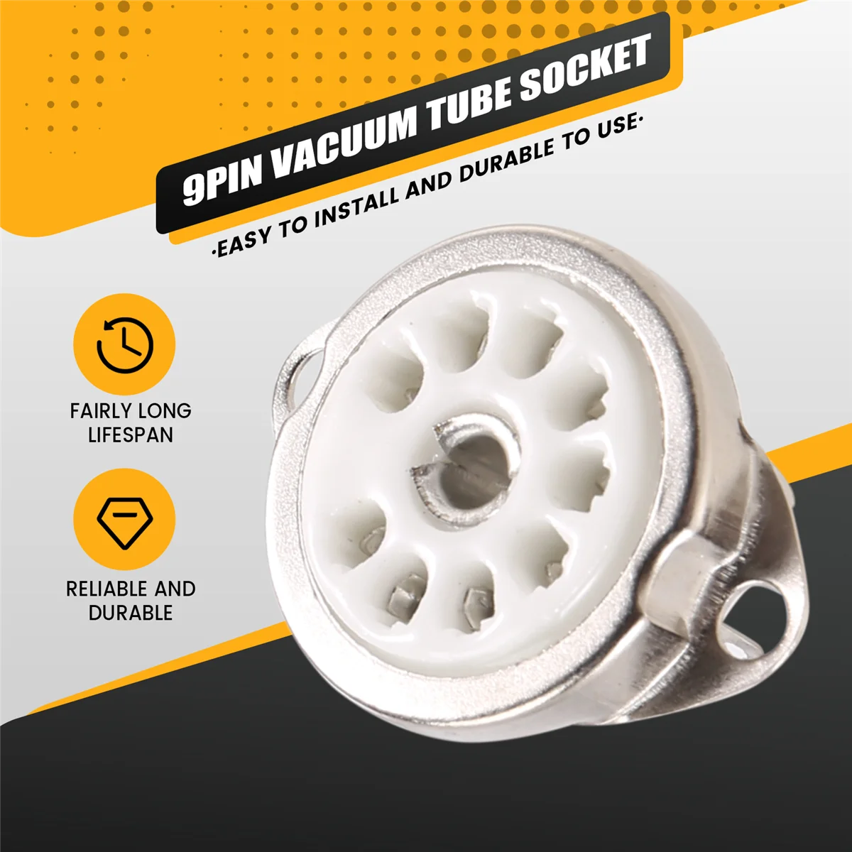 AA58 10 STKS Keramische B9A Verzilverd 9Pin Vacuümbuis Socket Panel Chassis Mount voor ECC81 ECC82 ECC83 EL84 6922 Vacuümbuis