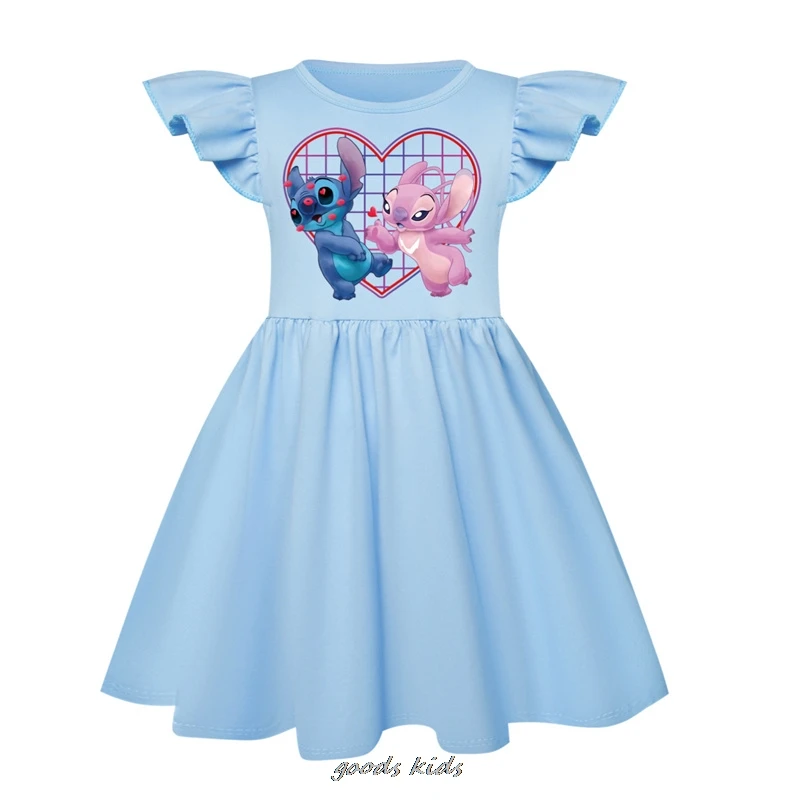 Vestido y bolso de manga de mosca de Lilo y Stitch para niña, disfraz de Cosplay para niños, trajes de princesa para fiesta de cumpleaños