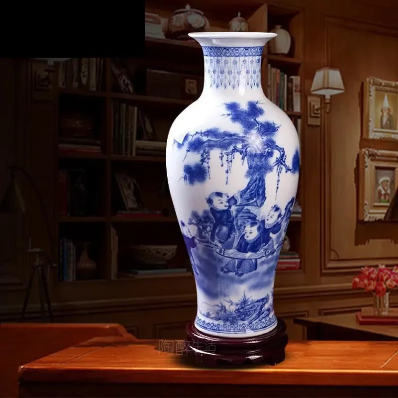 for Jingdezhen Ceramics Blue and White Porcelain Vase Modern Home Decoration Handicrafts Living Room Ornament