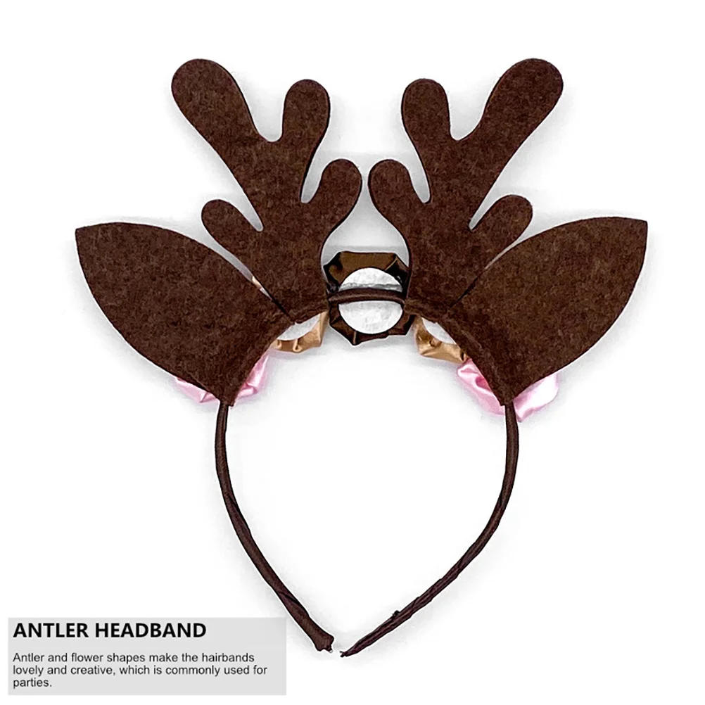 

2 pcs Christmas Hairbands Antler Headdress Handmade Non-Woven Deer Shape Party Decor Adult Hair Accessories