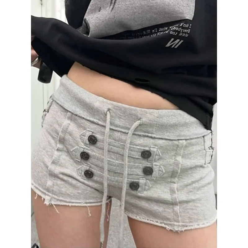 Summer European American Retro style casual versatile 2026 Sexy spicy girls subculture drawstring High street trendy slim shorts