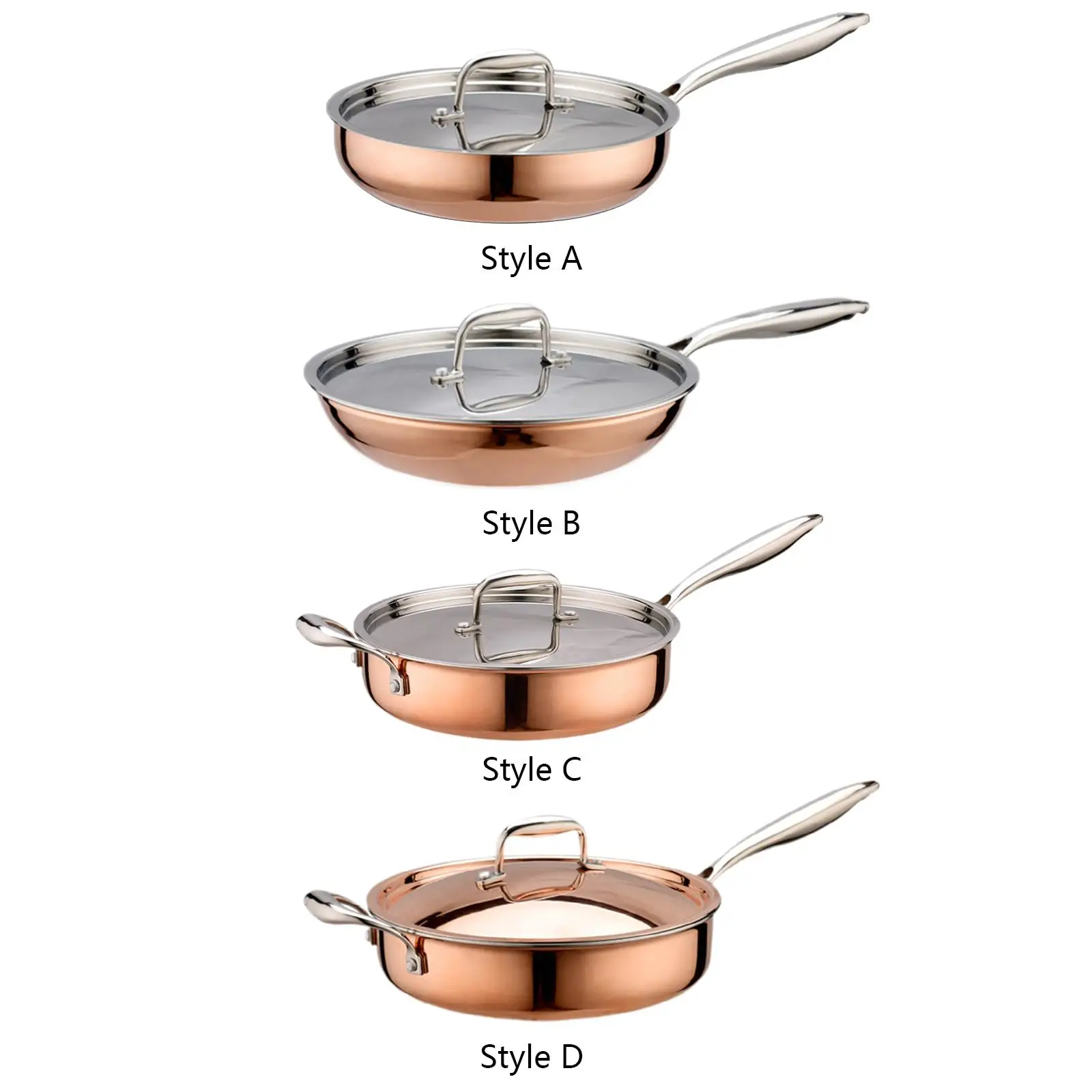 

Stainless Steel Frying Pan Kitchen Round Saute Pan with Lid for Kitchen Rvs