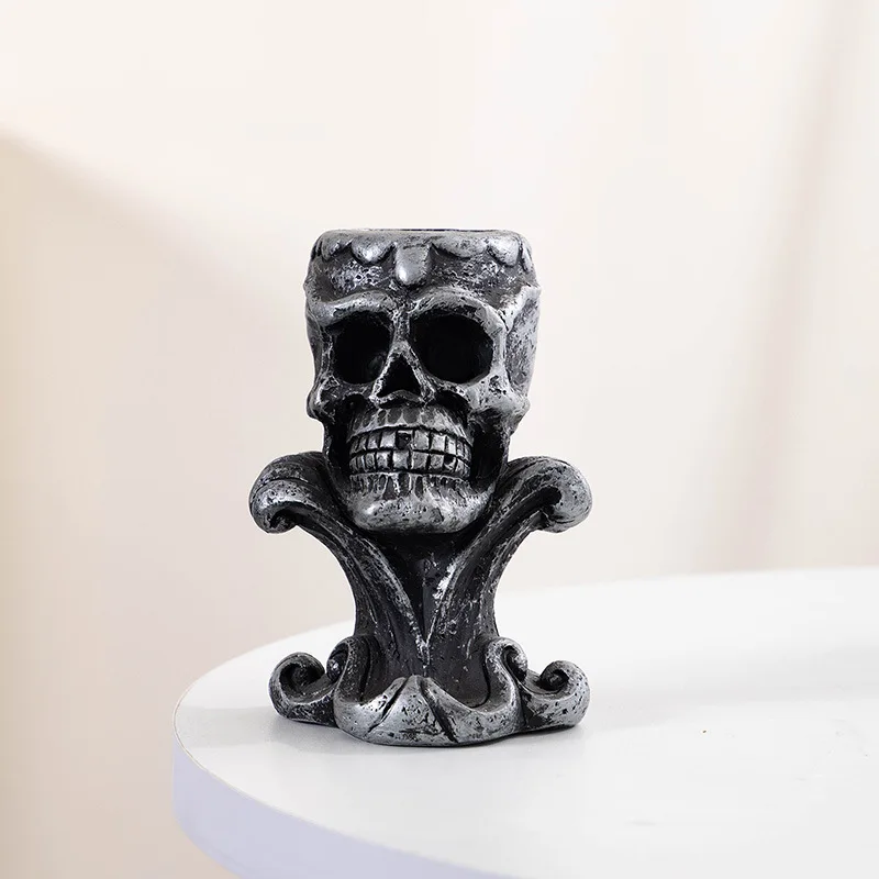 Creative Resin Skull Candlestick Ornaments Home Living Room Bedroom Party Candlestick Furnishings Crafts Halloween Decoration