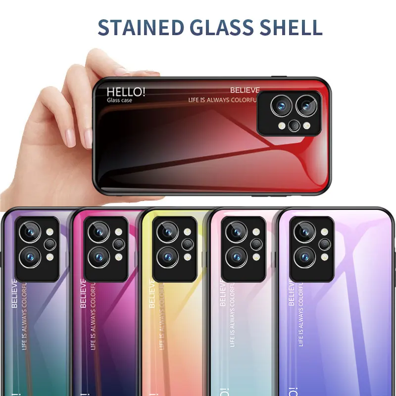 For OPPO Realme GT 2 Pro Case Hard Tempered Glass Gradient marble protective back Cover case For OPPO Realme GT Neo 2 3 GT2 pro