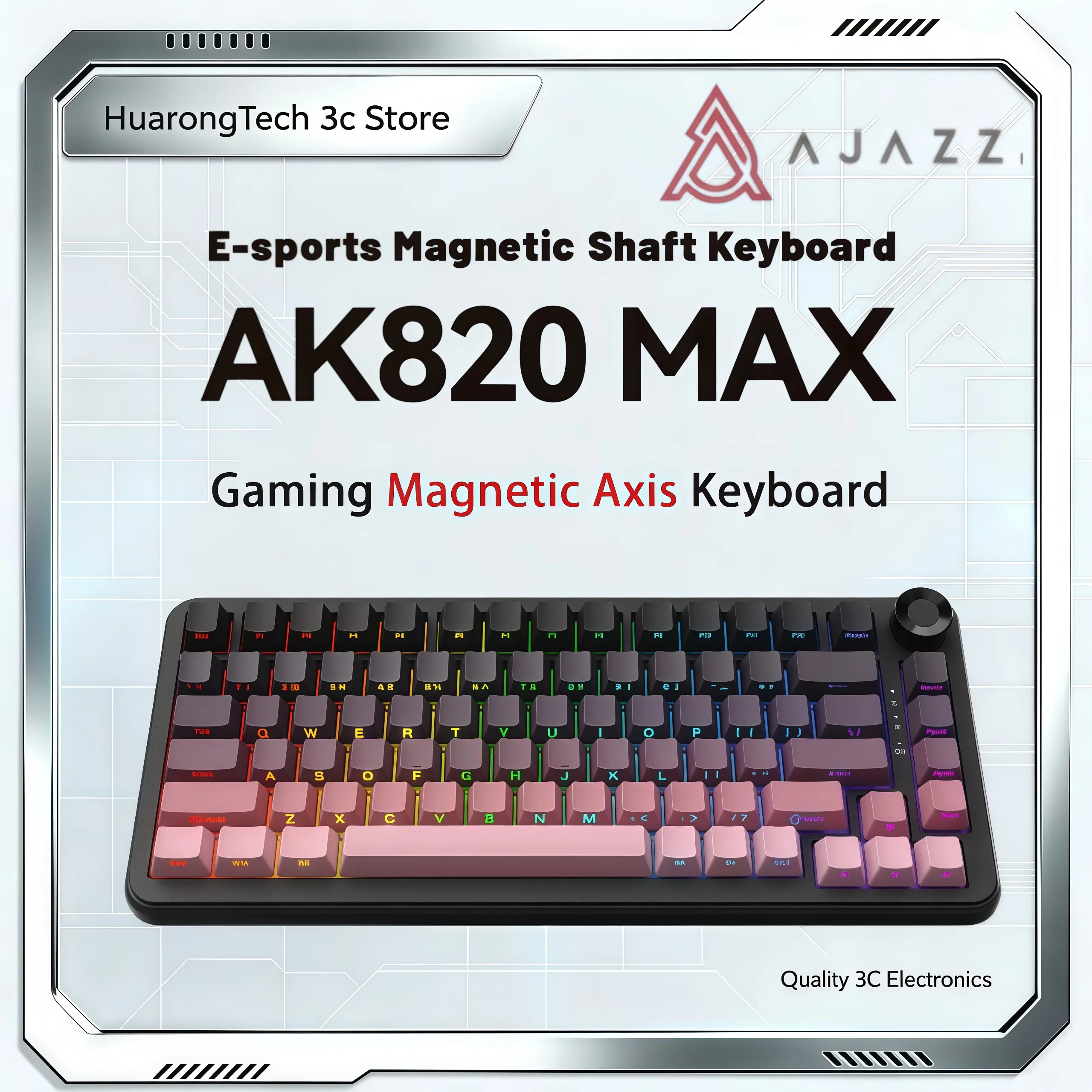 AJAZZ AK820 Max Mechanical Keyboard Three-mode Wireless Bluetooth Side Engraving E-sports 75 Game Customized Wired Men And Women