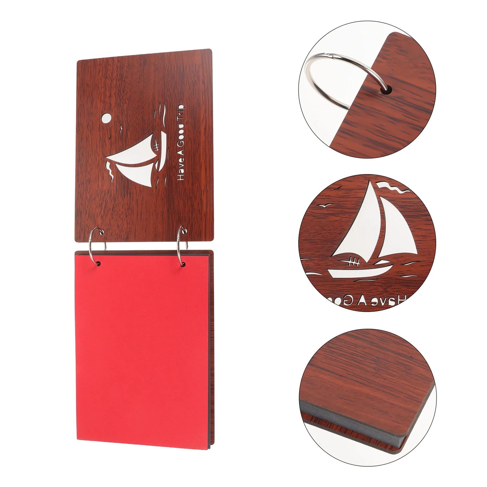 อัลบั้มรูปการ์ตูนสร้างสรรค์ DIY สมุดภาพไม้ A5 สำหรับครอบครัว เพื่อน ของขวัญวินเทจ ของตกแต่ง