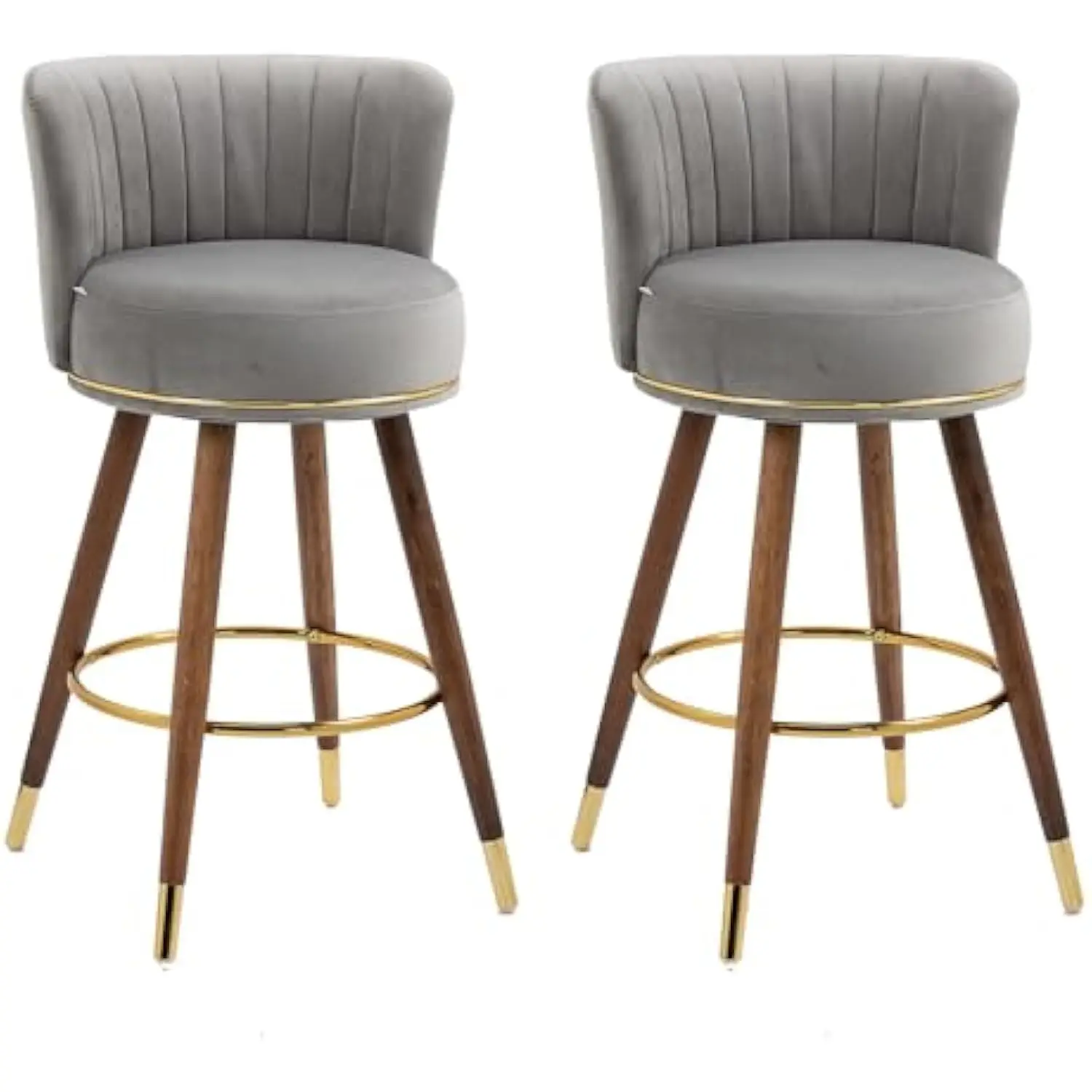 

Swivel Bar Stools Set of 2, Velvet Counter Height Modern Bar Chairs with Back and Metal Footrest 28 Inches Upholstered Barstool