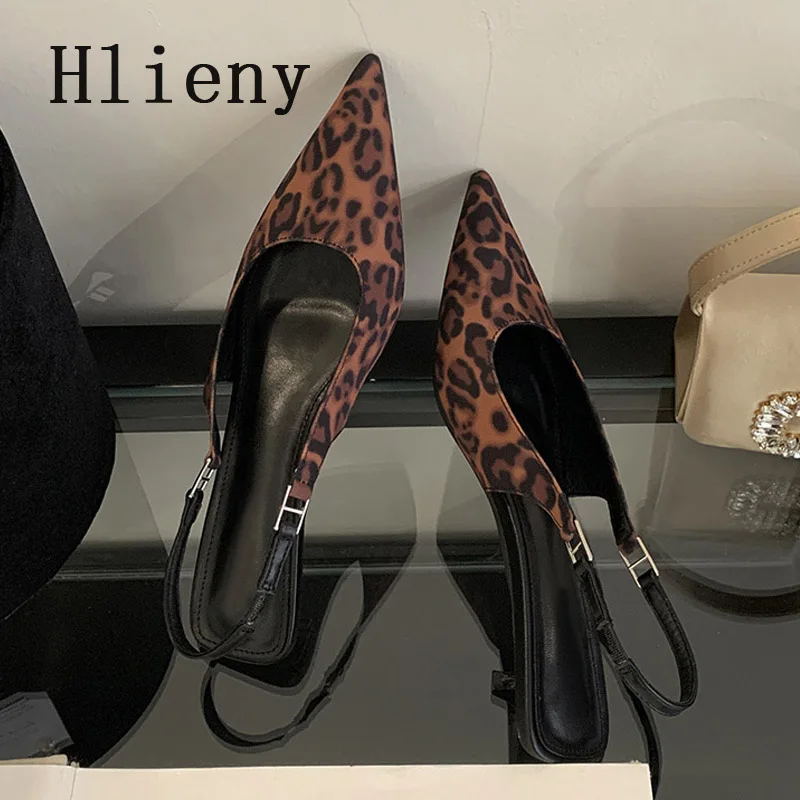 Hlieny الربيع الصيف Slingback النساء مضخات الانزلاق على حزام الظهر المرن منخفضة رقيقة الكعوب أشار حذاء مزود بفتحة للأصابع Escarpins نساء Talons