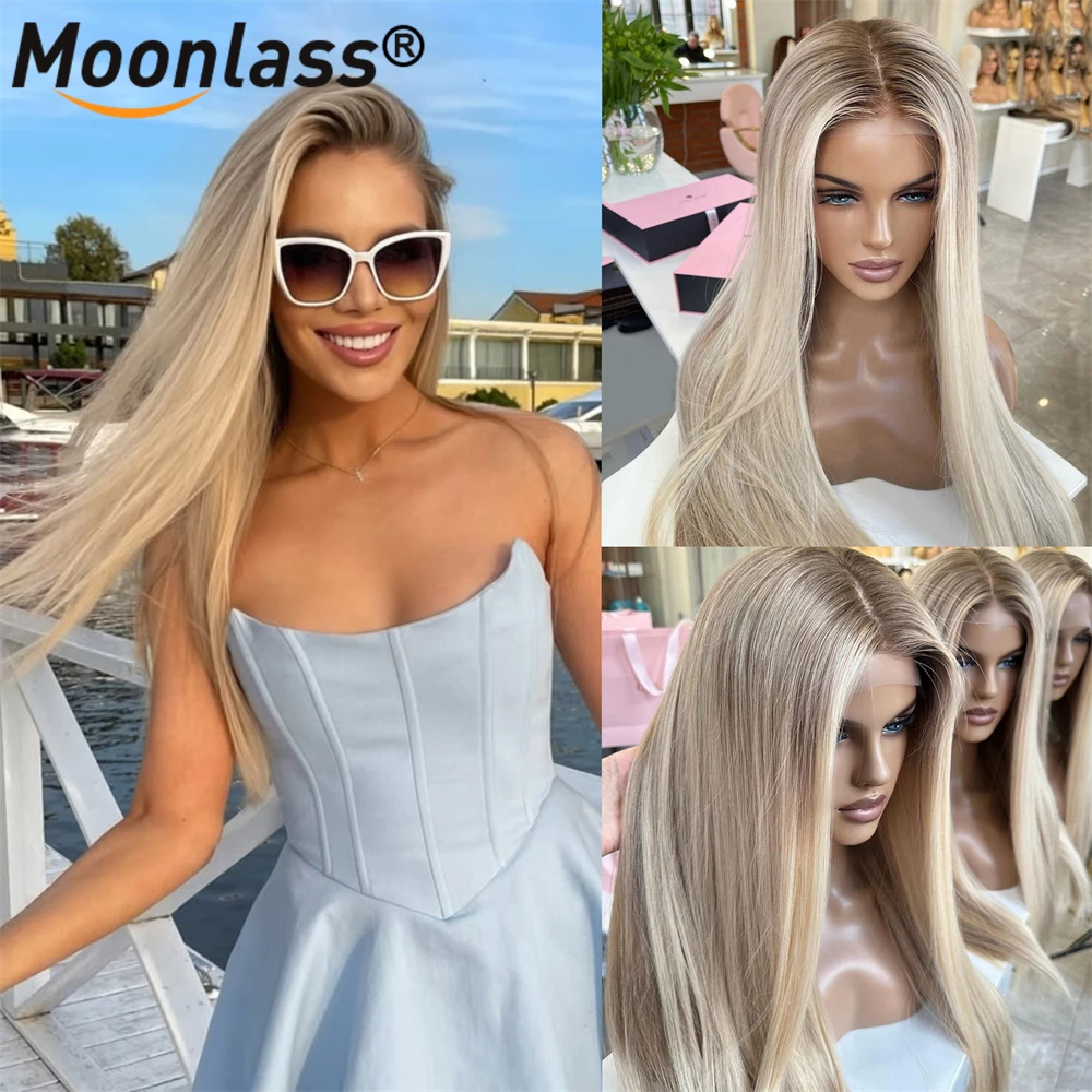 

Pre Bleached Pre Plucked 13x6 Swiss Lace Front Wigs Human Hair 200% Density Hightlight Beige Blonde Ombre Remy Human Hair Wig