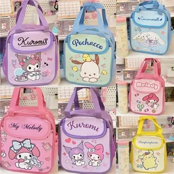 Sanrio Kuromi My Melody Lunch Box Bag Cartoon Anime Cinnamoroll Pochacco pompon Purin Kawaii impermeabile grande capacità Bento Bag