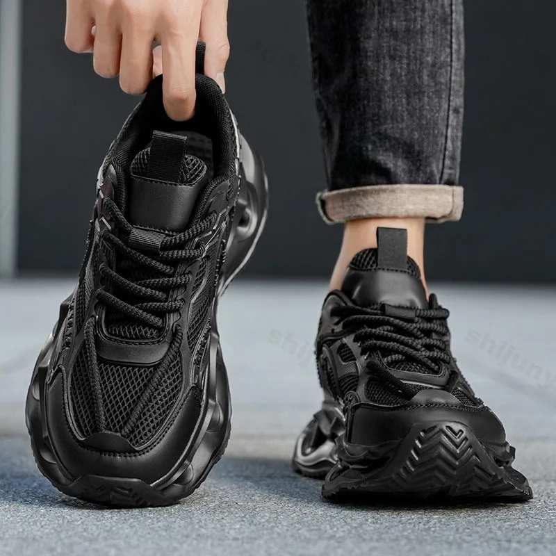 

2025 Autumn New Men's Concise Mesh Breathable Low Top Casual Sports Shoes Fashion Versatile Comfortable Non Slip Chunky Sneakers