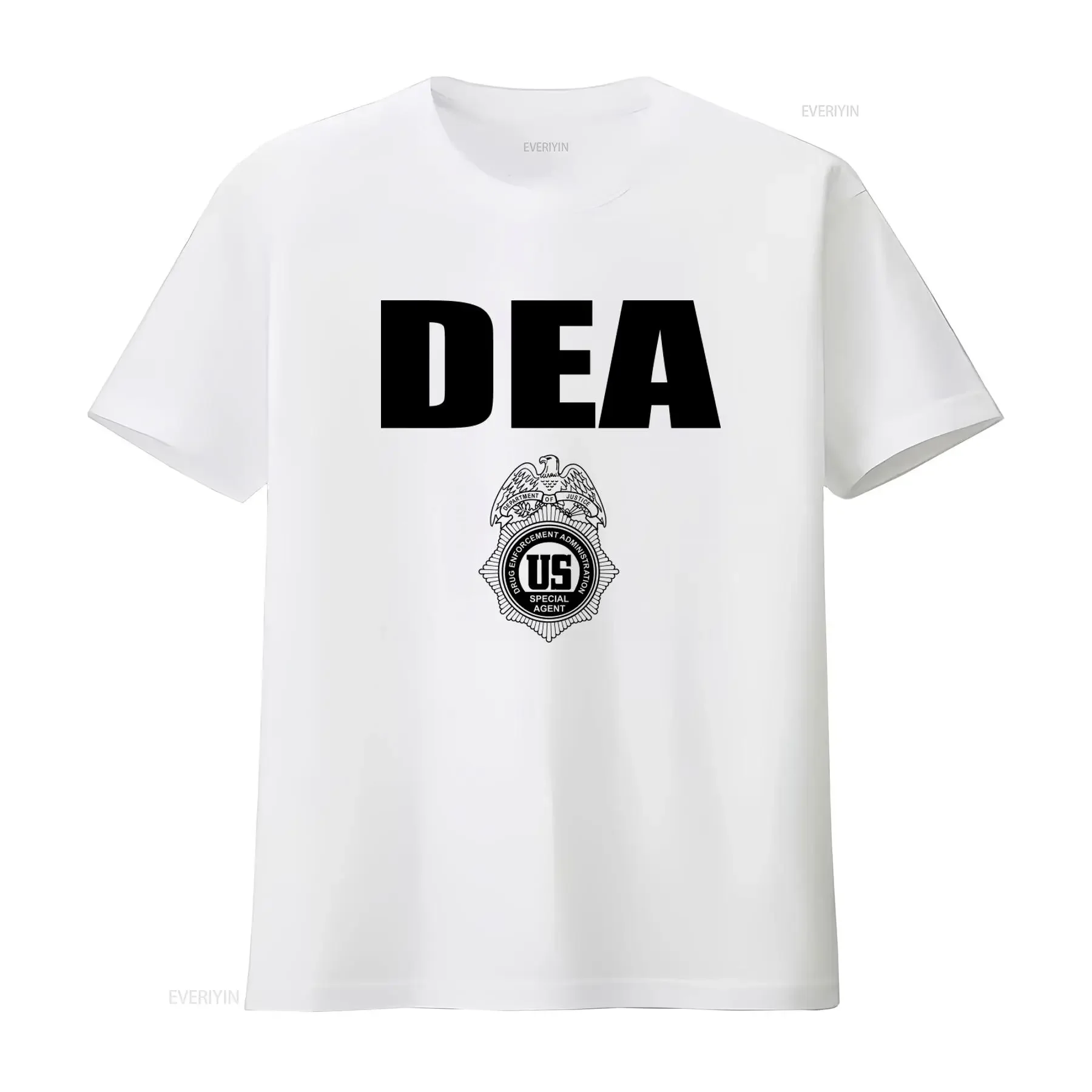 DEA Special Agent Drug Enforcement Administration Heavy Duty T shirt with Official Badge Print vintage Washed streetwear