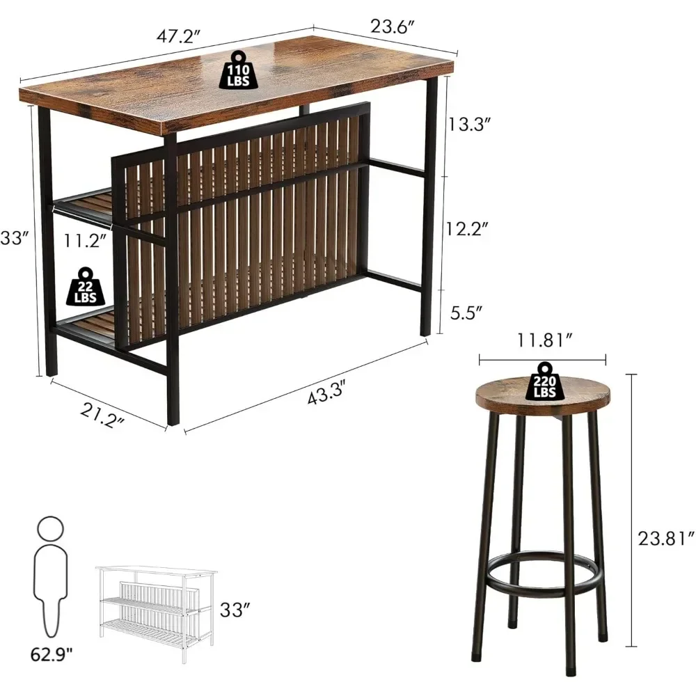Kitchen Island with Storage &  Stools, Piece Dining Table Set, Space Saving Kitchen Island with Shelves Kitchen Island