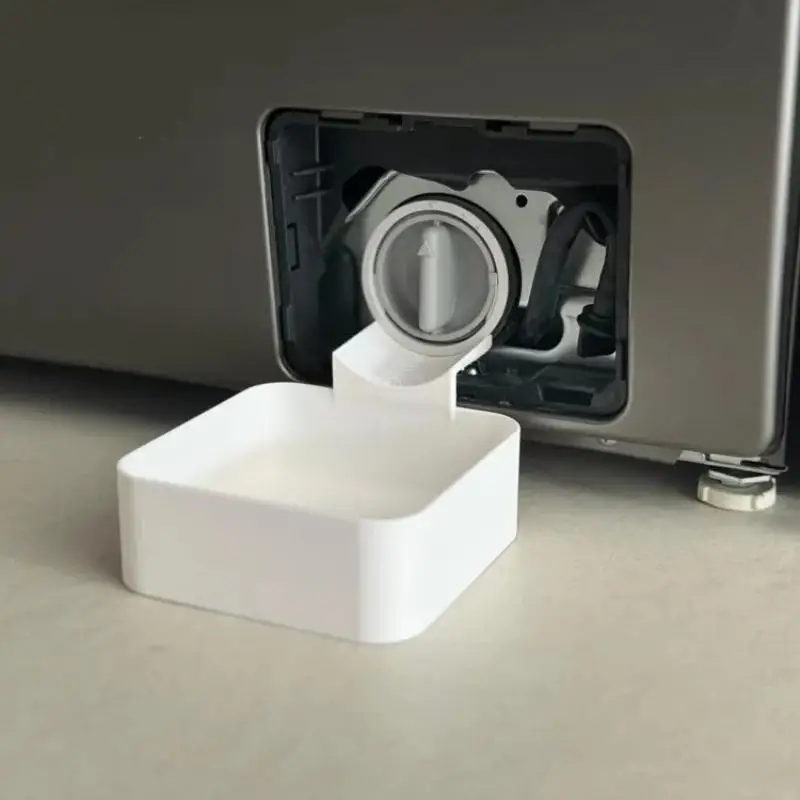 Waschmaschinen-Abwassertablett 3D-Druck Abwassertrichter Tropfschutz für die Reinigung von Flusenfiltern Wasserauffangschale Verhindert Bodenverschüttungen – Detail 5