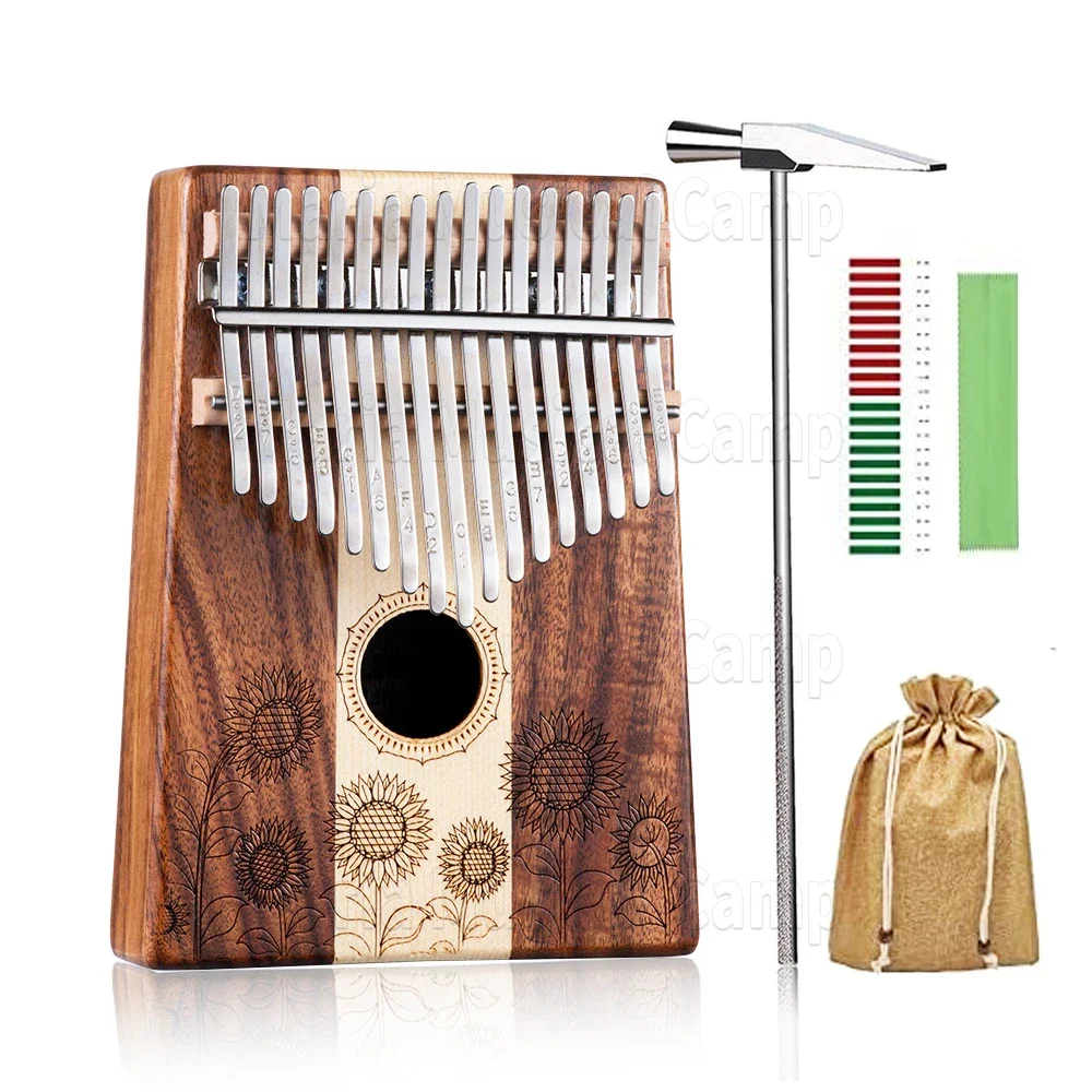 Hluru-17-key kalimba with sunflower pattern beautiful sound portable thumb piano Keyboard instrument