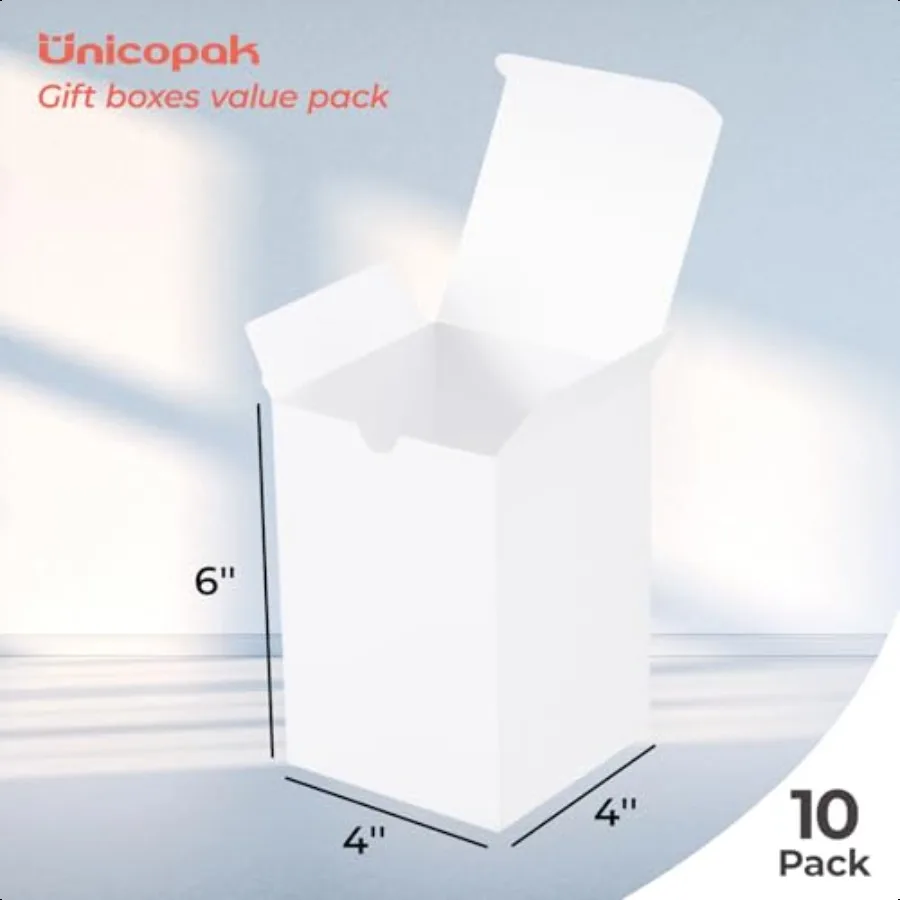 10er-Pack 4x4x6 weiße Geschenkboxen, ideal für Kerzen, Ornament, Becher, Glas, ideal zum Verschenken, Verschenken und Aufbewahren oder Organisieren von kleinen Ite