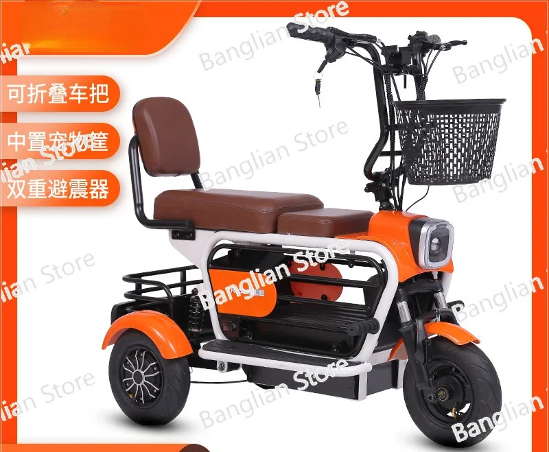 Electric Tricycle, Household Battery, Small Fully Enclosed Canopy, Disabled Elderly Adult, Male and Female, Parent-child Pet Car