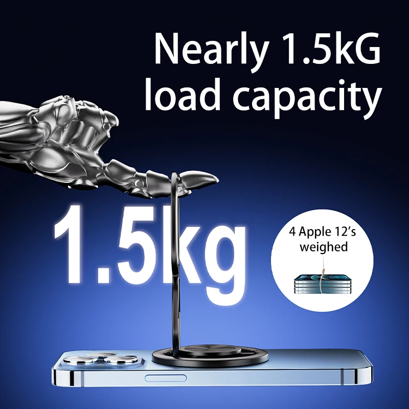 Mobile Phone Magnet Holder for Magsafe Metal Finger Ring Support Magnetic Stand for iPhone 12 13 14 15 Xiaomi Foldable Bracket - Image 4
