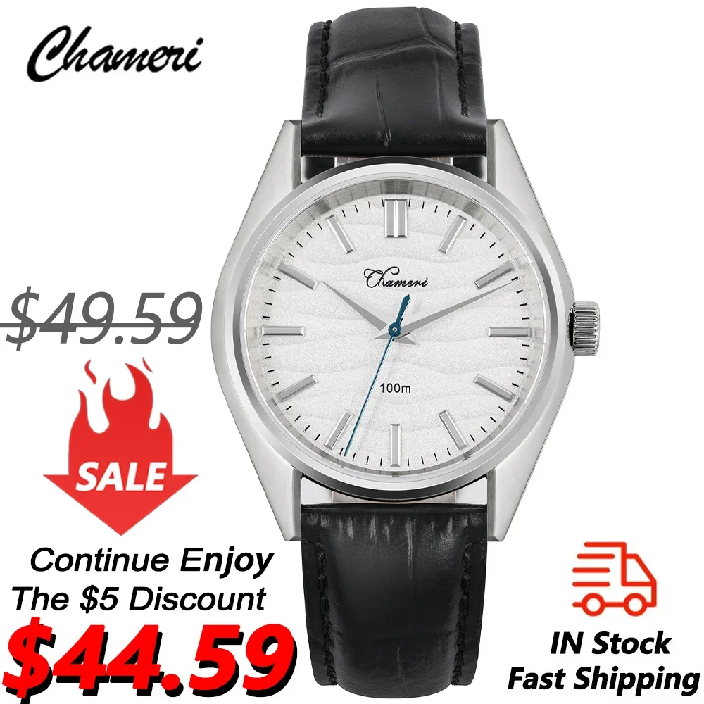 

Chameri GS04 Кварцевые часы VH31 Развертки второй механизм 37 мм Деловые наручные часы из нержавеющей стали с сапфировым стеклом Винтажные часы