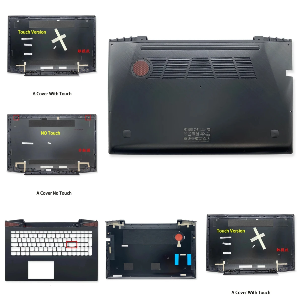 shell for Y50-70 Y50P-70 Y50-80 laptop LCD rear cover, front bezel, hinges, palmrest, upper case, lower case, non-touch