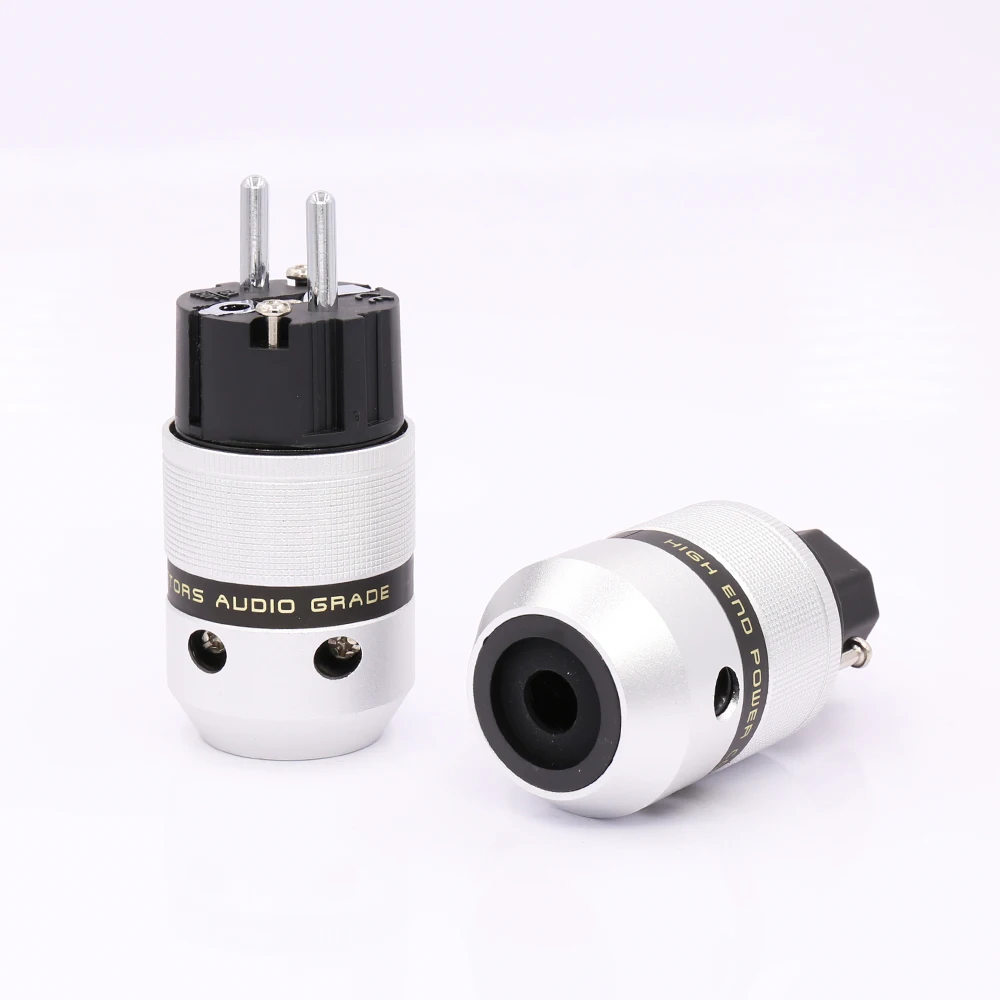 High-End 100% ฝาครอบอลูมิเนียมโรเดียม Plated Audio Eu AC สายเชื่อมต่อสายไฟ IEC Schuko ปลั๊กยุโรปสายจ่ายไฟสายไฟอะแดปเตอร์
