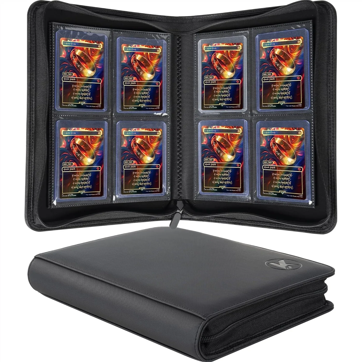 

Toploader Binder Holds 128+ Toploaders, 4 Pocket Card Storage Case for 3x4'' Toploaders, Double-Sided Pages, Premium Zipper